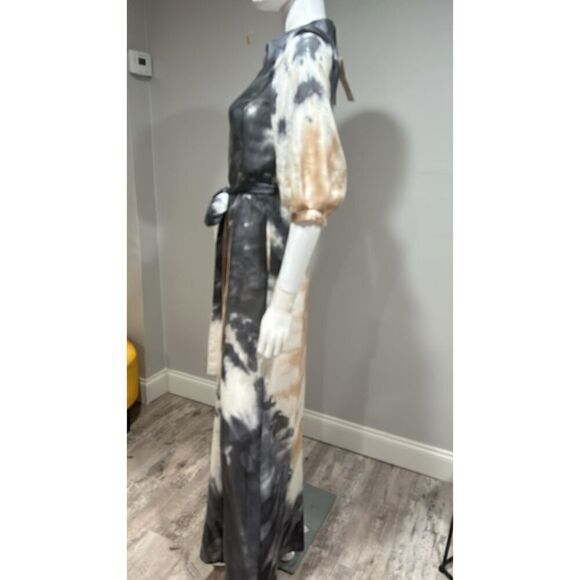 $5490 Gabriela Hearst Daisy Belted Tie-dyed Cashmere and Silk Maxi Dress Size 2 - Picture 11 of 12